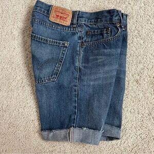 Women's LEVIS Distressed CUT-OFF Denim BLUE Jean SHORTS  29" Waist